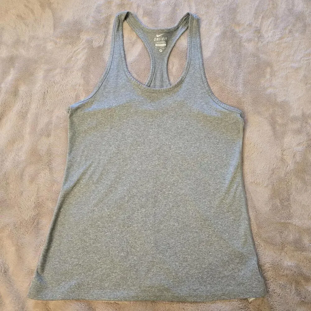 Nike Shirt Women's Gray Tank Top Athletic Racerback Driftit Run Gym Size M